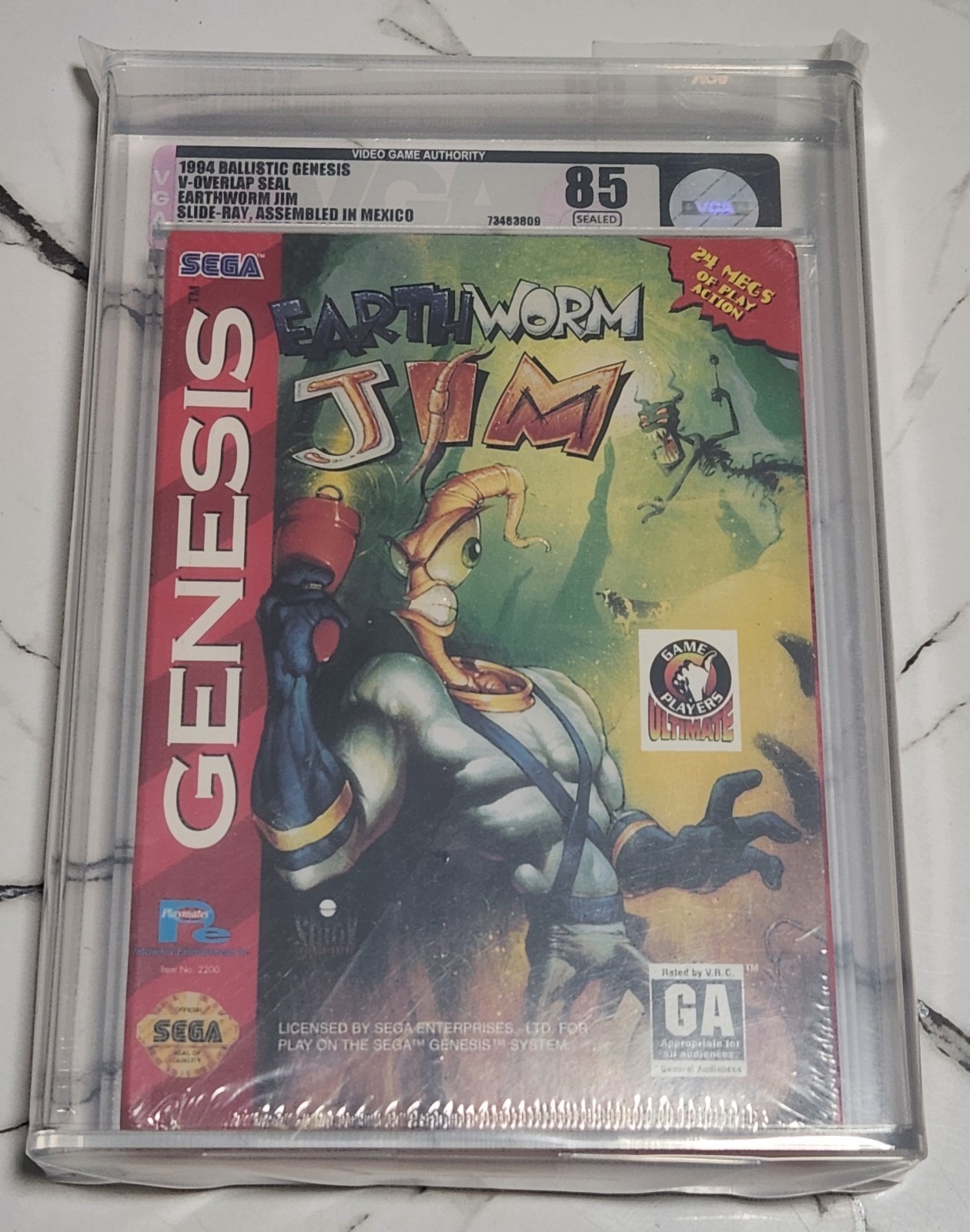 Earthworm Jim Genesis Cardboard VGA 85 Box Grade 85+ Seal Grade NOT WATA PSA CGC
