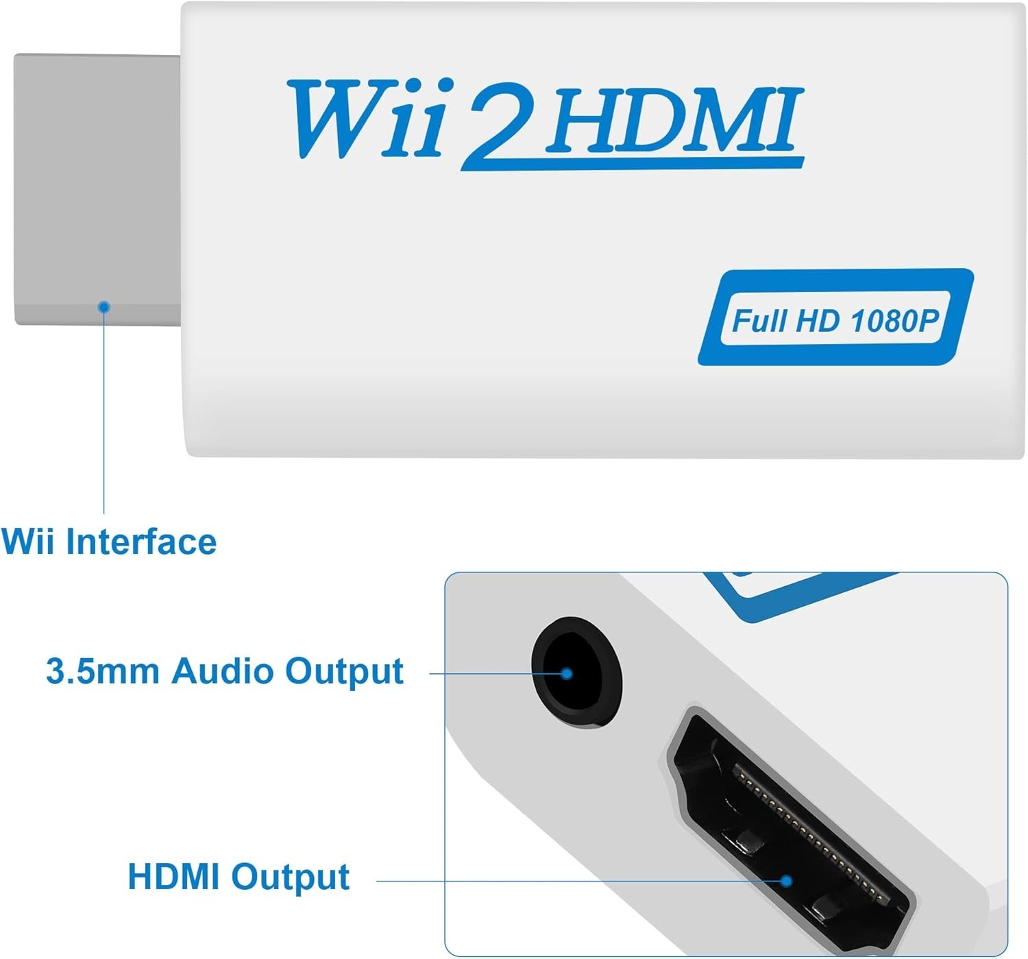 Easy Plug-and-Play Wii to HDMI Adapter – Connect to HDTV or Monitor With Audio