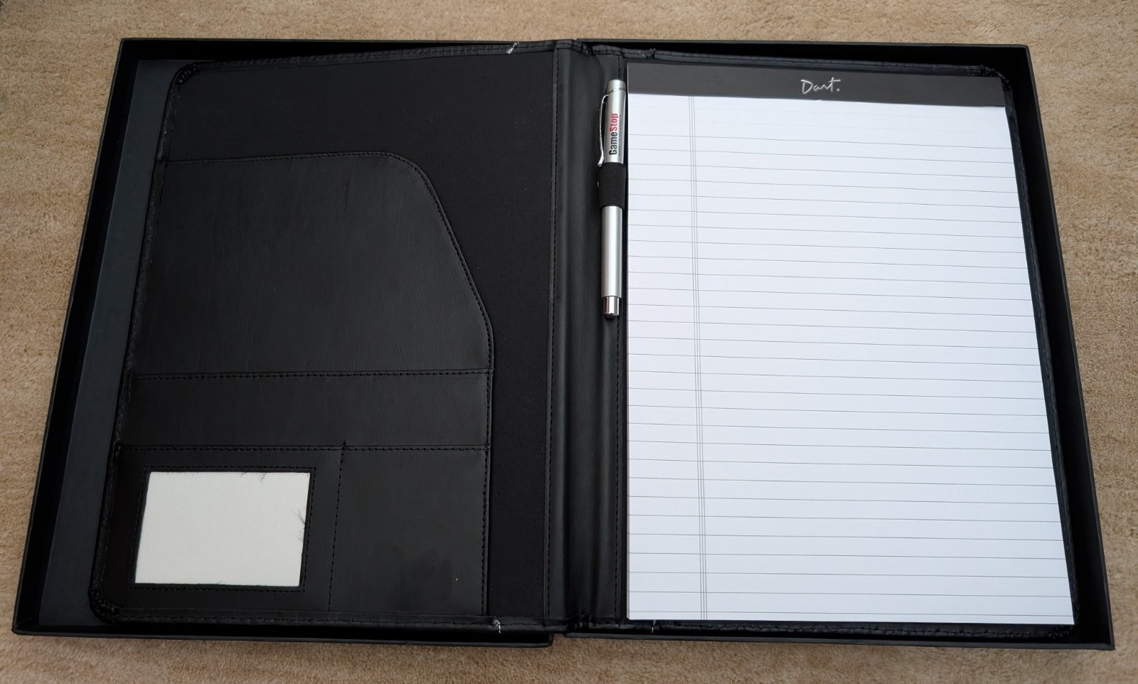 New Rare Promo Gift Boxed GameStop Leather Notebook Portfolio Folder with Pen