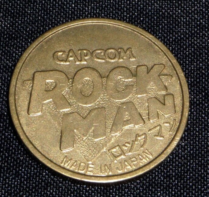 Vintage Capcom Rockman Mega Man Golden Metal Coin Medal Elec Man