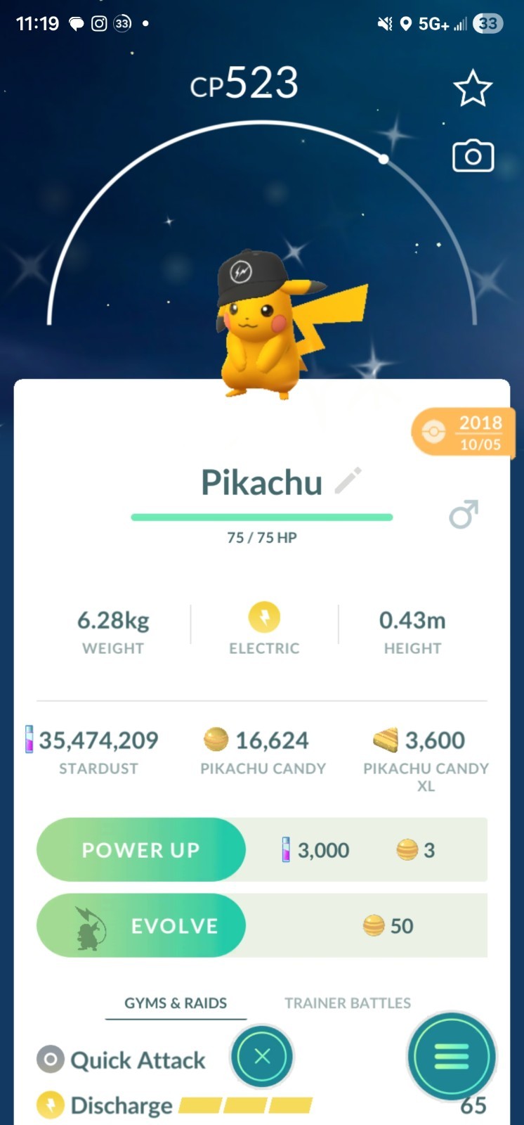 Pokemon Costume Shiny Pikachu Black Fragment Street Hat Guaranteed Lucky Go Male