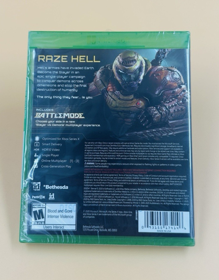 Doom Eternal for Microsoft Xbox One (XBO) and Xbox Series X (XSX) | SEALED | NEW