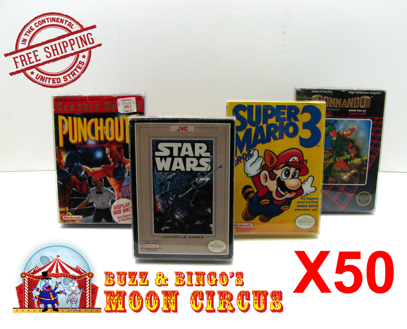 50x NINTENDO NES CIB GAME- CLEAR PLASTIC PROTECTIVE BOX PROTECTOR SLEEVE CASE