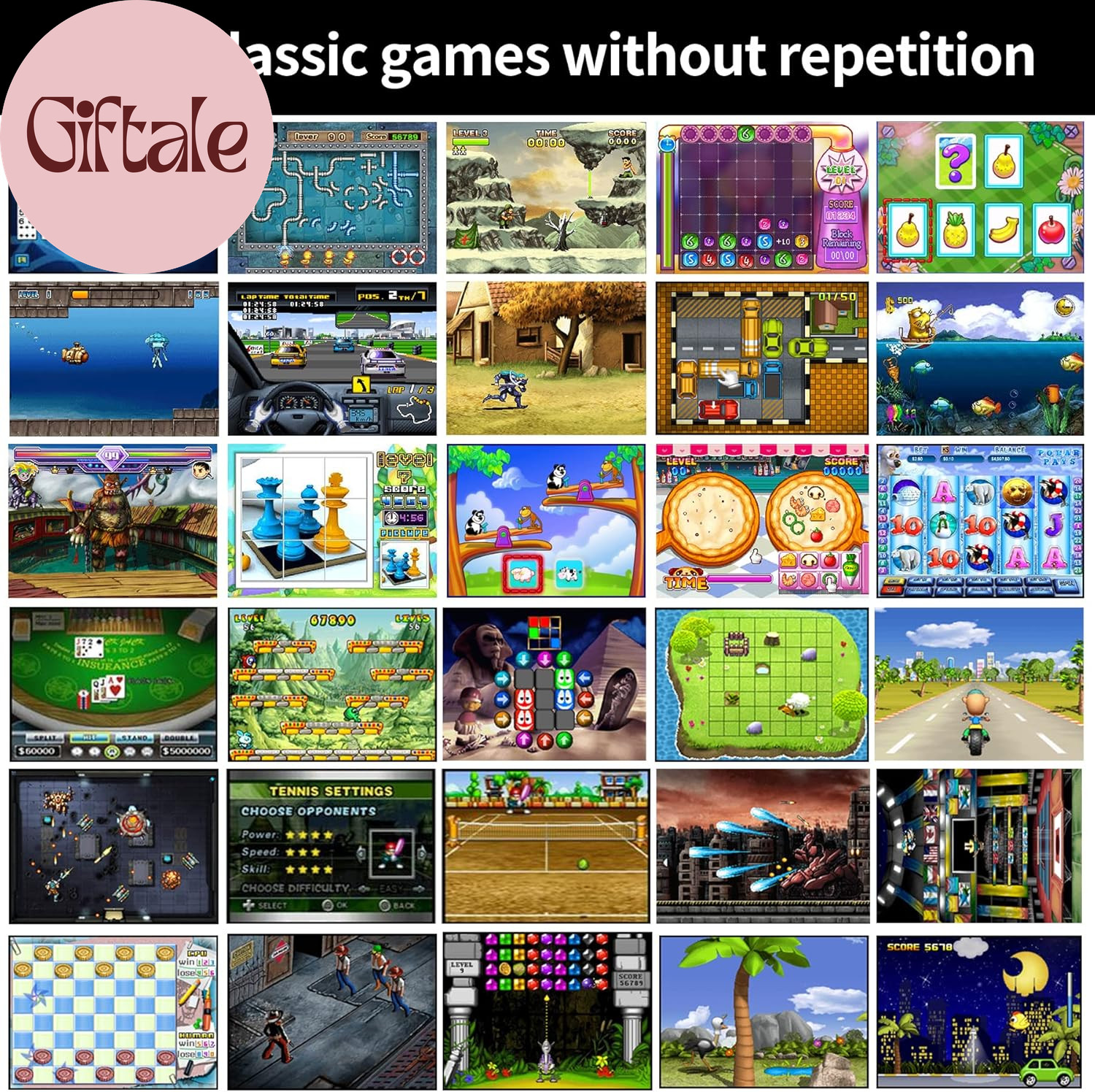 16 Bit Handheld Game for Kids Built-In 230 HD Classic Retro Video Games USB Rech