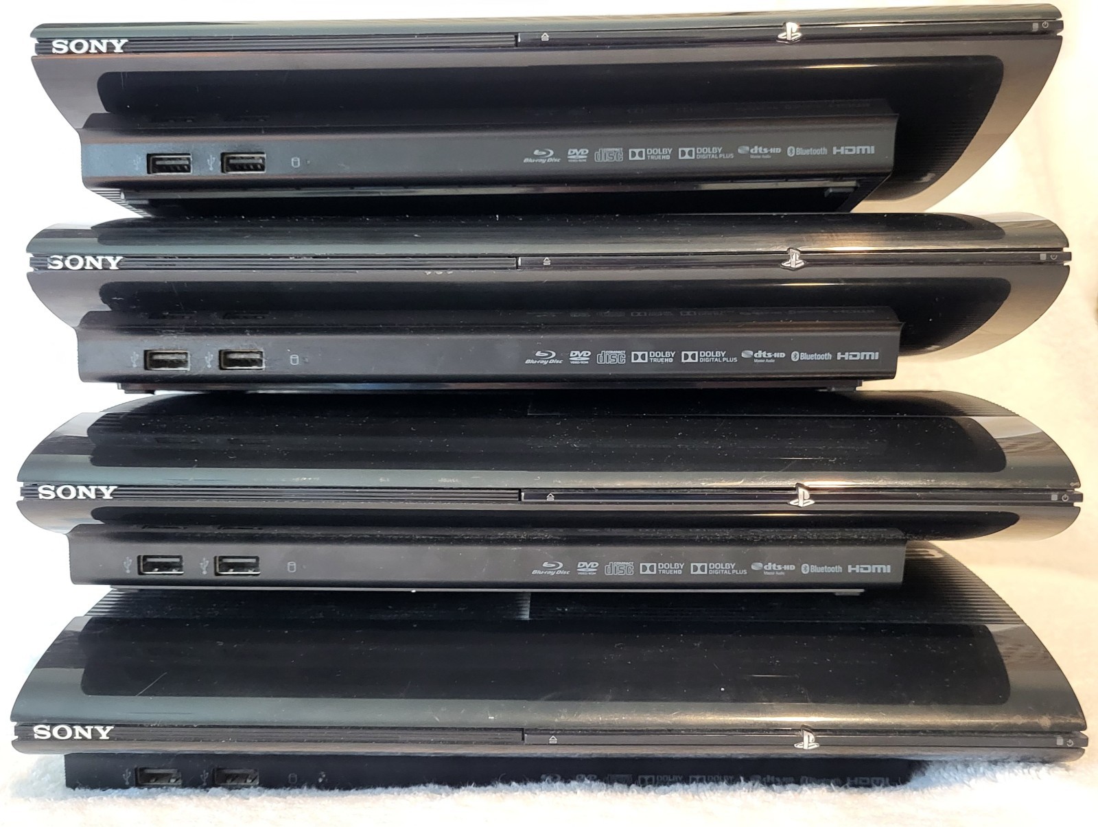 Lot of 4 Sony PlayStation 3 PS3 250GB Super Slim Consoles Only Tested Working