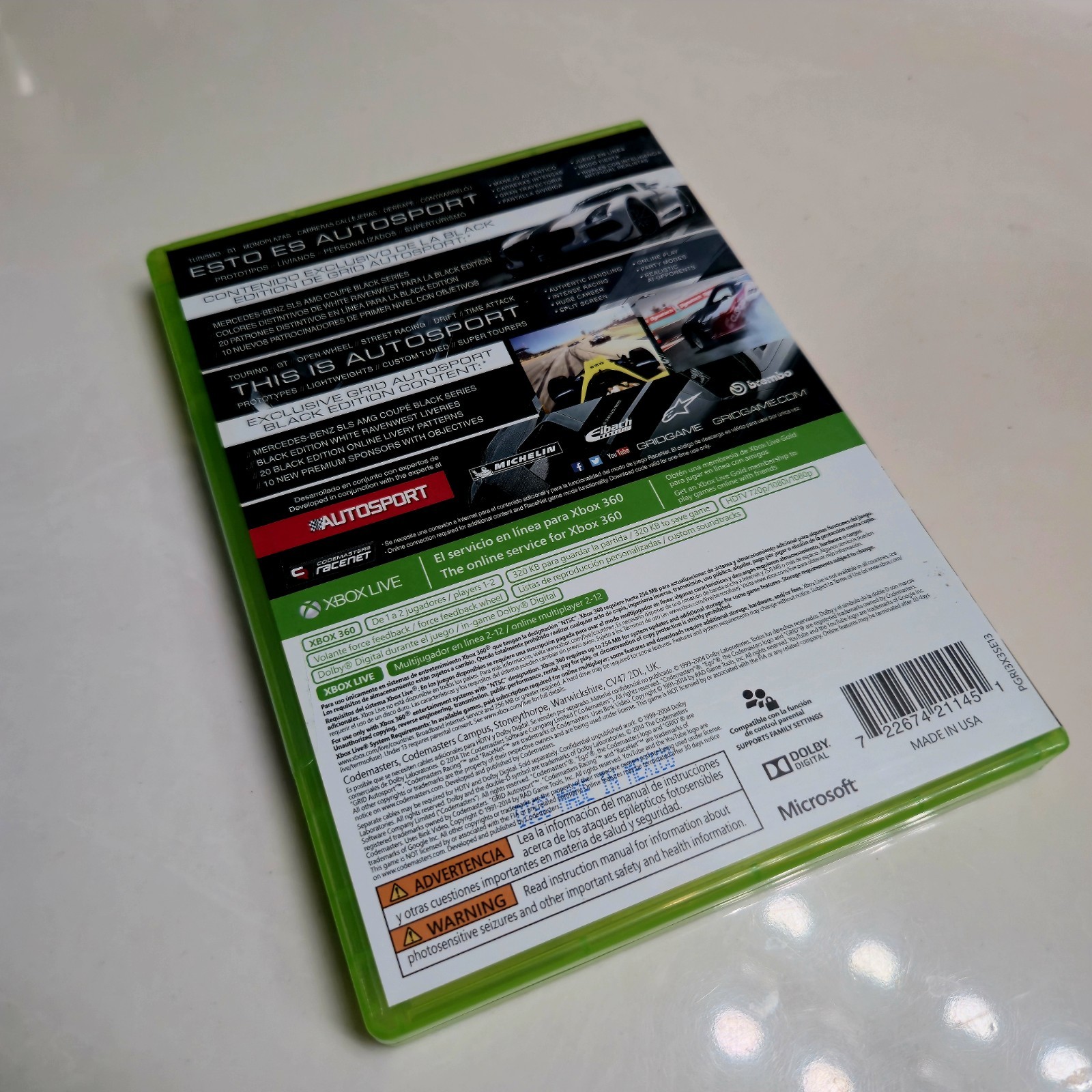 GRID Autosport Limited Black Edition Xbox 360 CIB Seal Security Sticker Complete