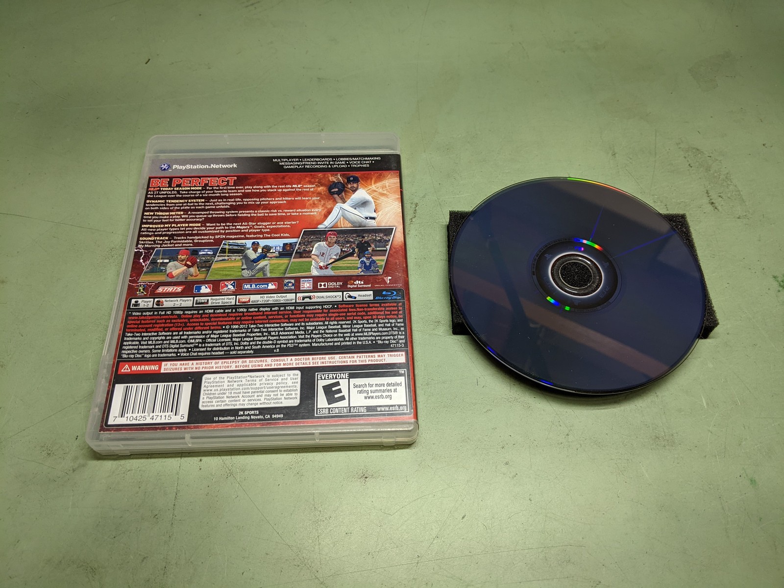 Major League Baseball 2K12 Sony PlayStation 3 Disk and Case