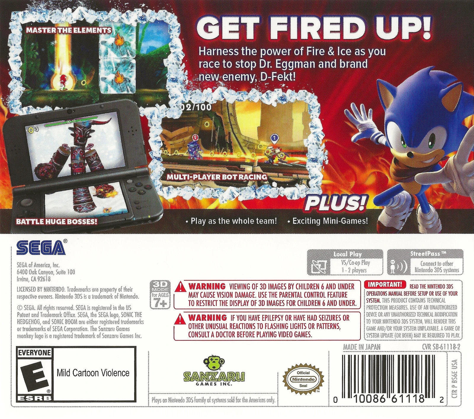 Sonic Boom Fire & Ice – Nintendo 3DS BRAND NEW & Factory Sealed
