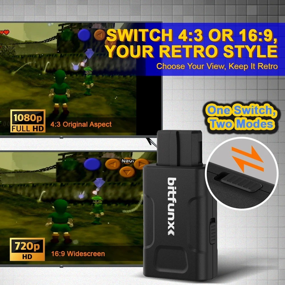 Bitfunx N64 HDMI Adapter 720P 1080P HD Converter Upscale N64 SNES SFC GameCube