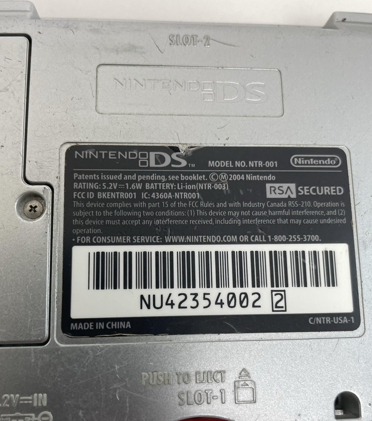 Nintendo DS Original NTR-001 Console with Charger *BROKEN HINGE*