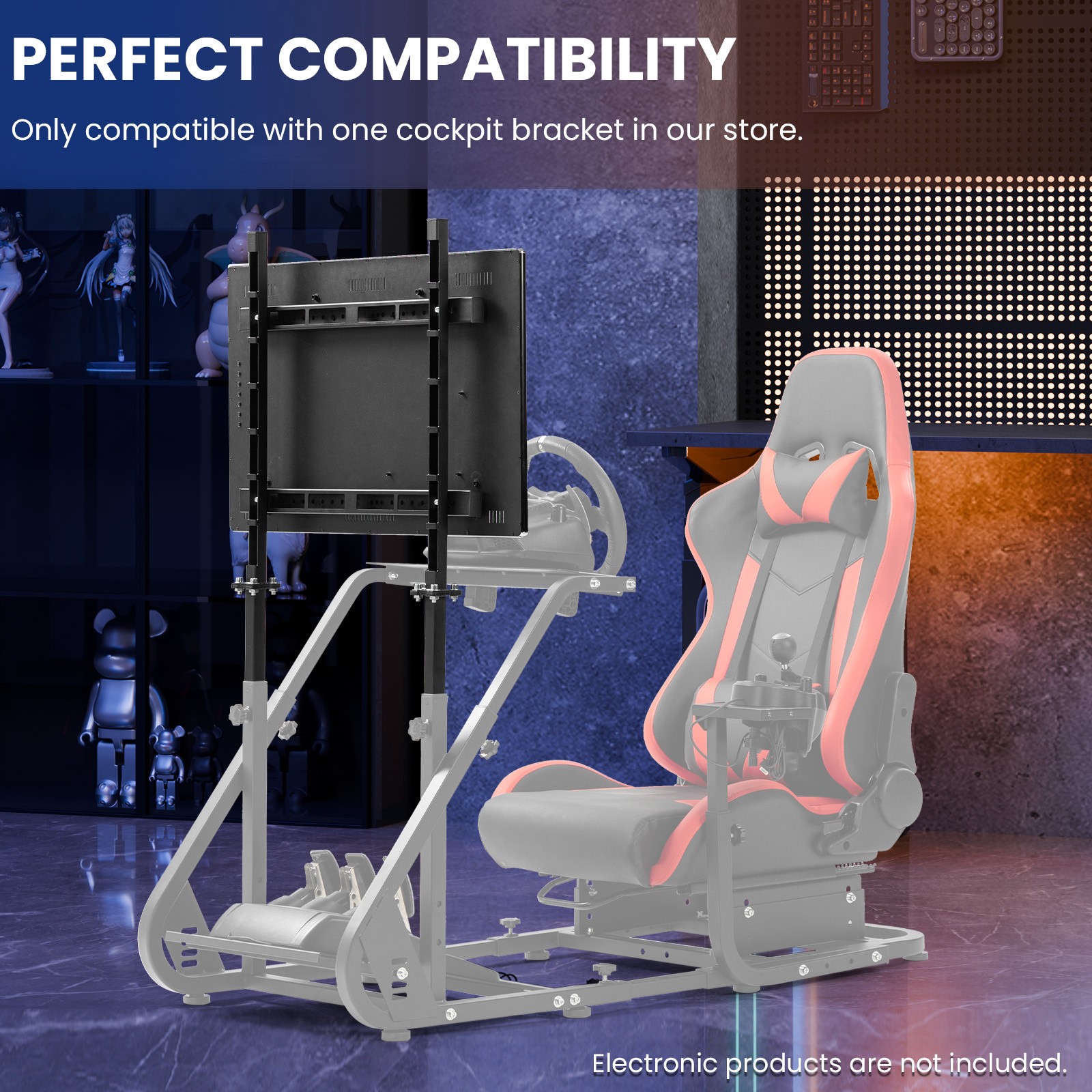 Minneer Racing Simulator Monitor Stand For Sim Racing Cockpit TV Mount Stand