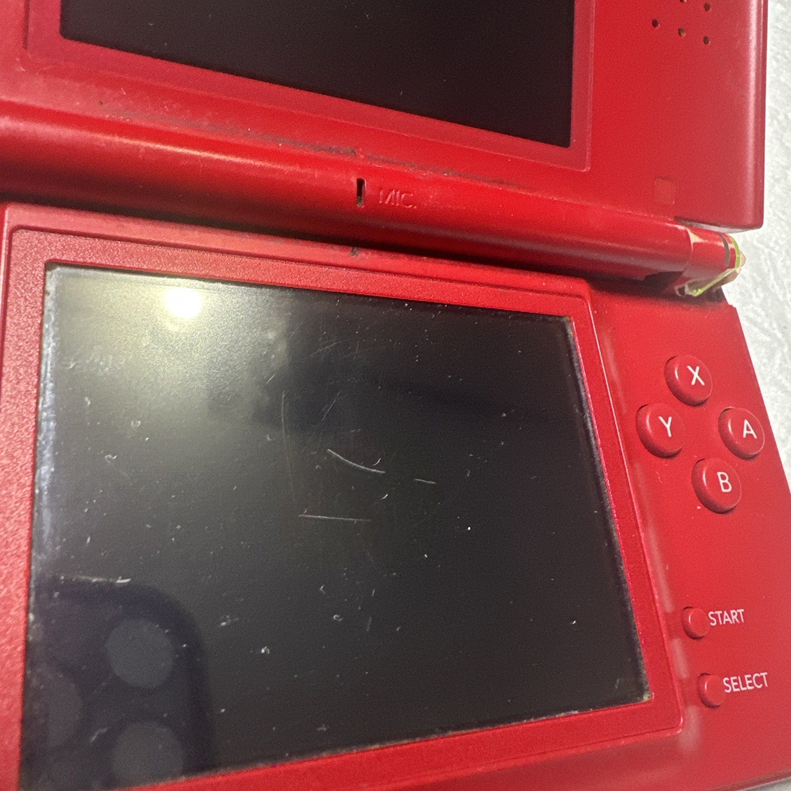 Nintendo DS Lite Mario Edition Console w/ Charger & GBA WORKS! BAD HINGE!