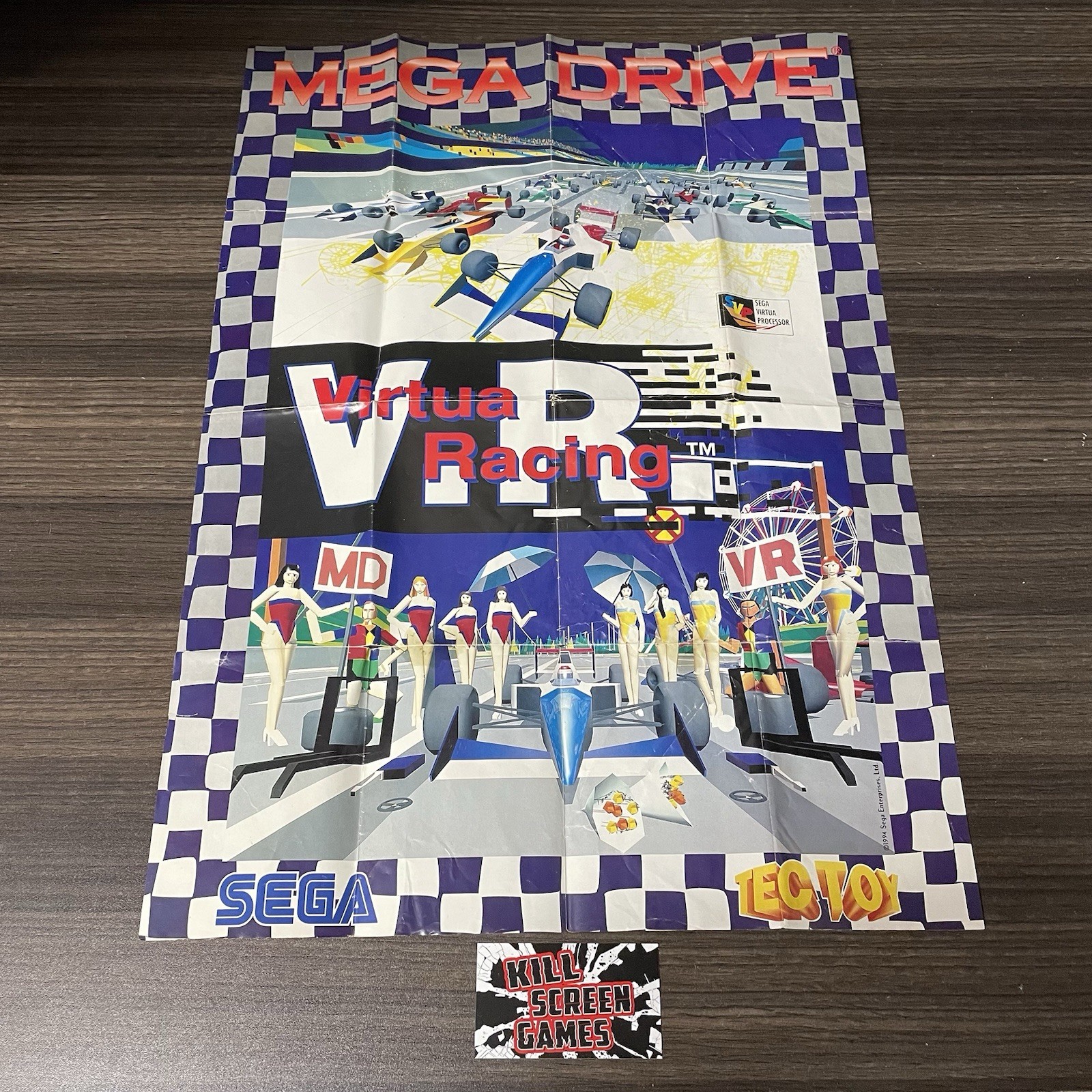 Virtua Racing Sega Mega Drive CD Tec Toy Brazil 1994 Promotional Poster