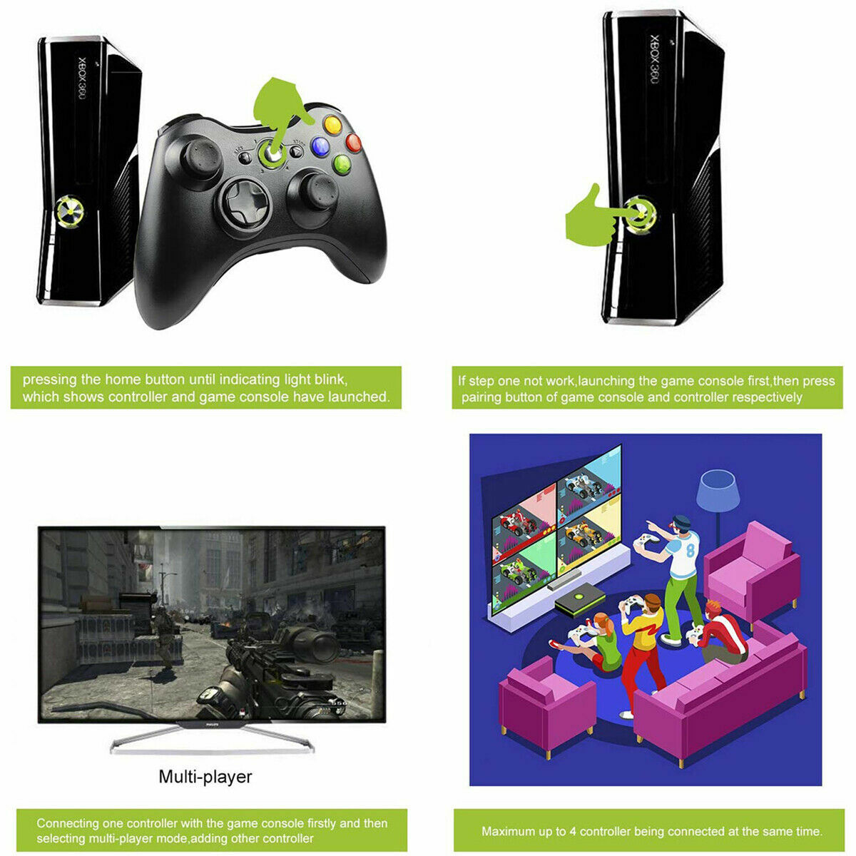 Wired / Wireless Game USB Controller Gamepad Joystick For Microsoft Xbox 360 &PC