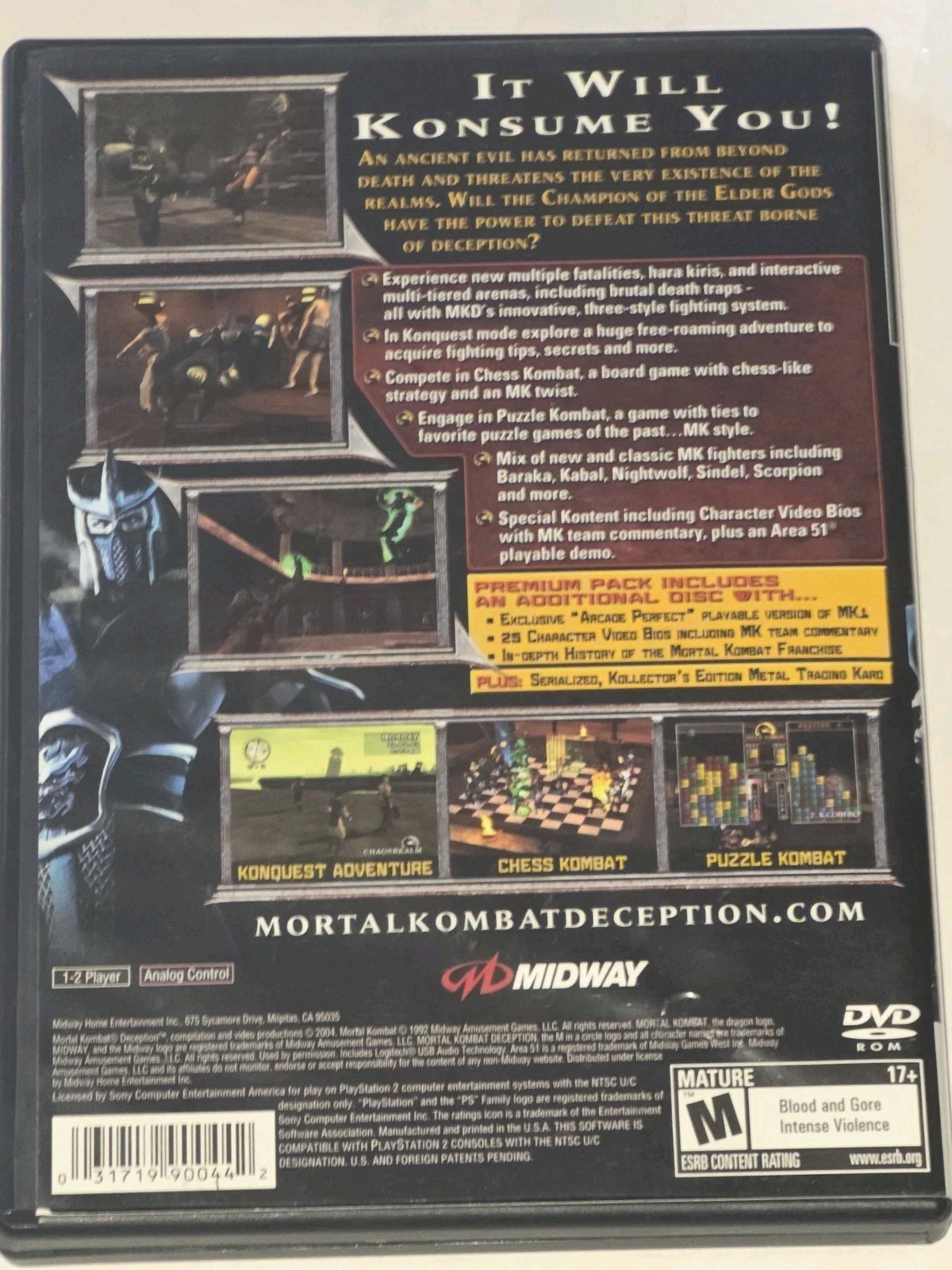 Mortal Kombat: Deception Premium Pack for PlayStation 2 Complete with Card