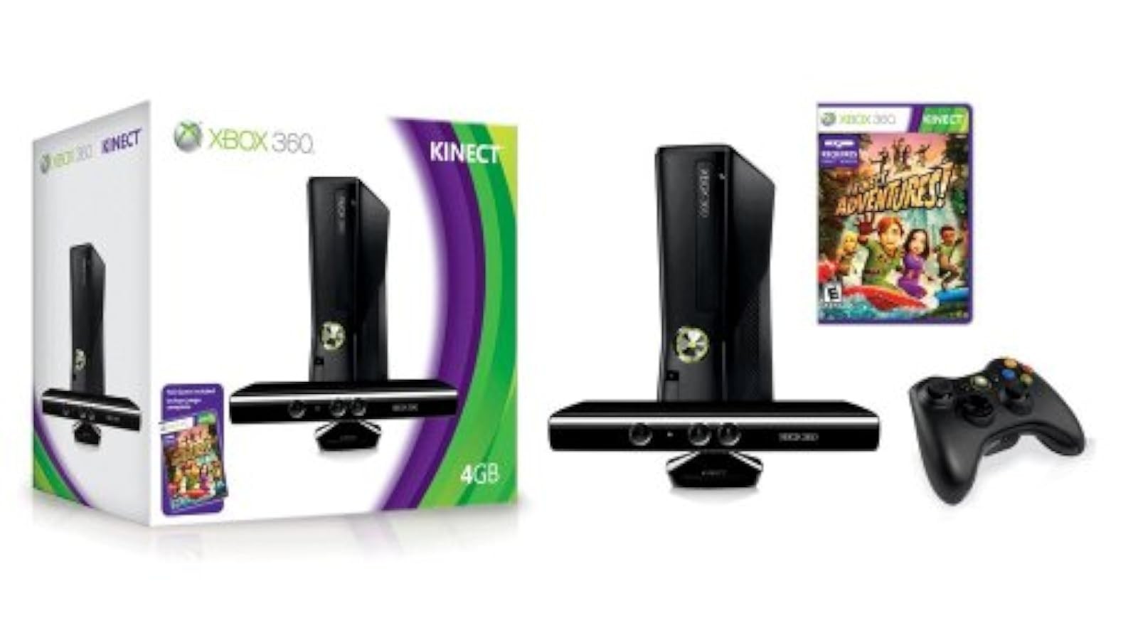 Xbox 360 4GB Console With Kinect Video Game Systems Bundle Very Good 2Z