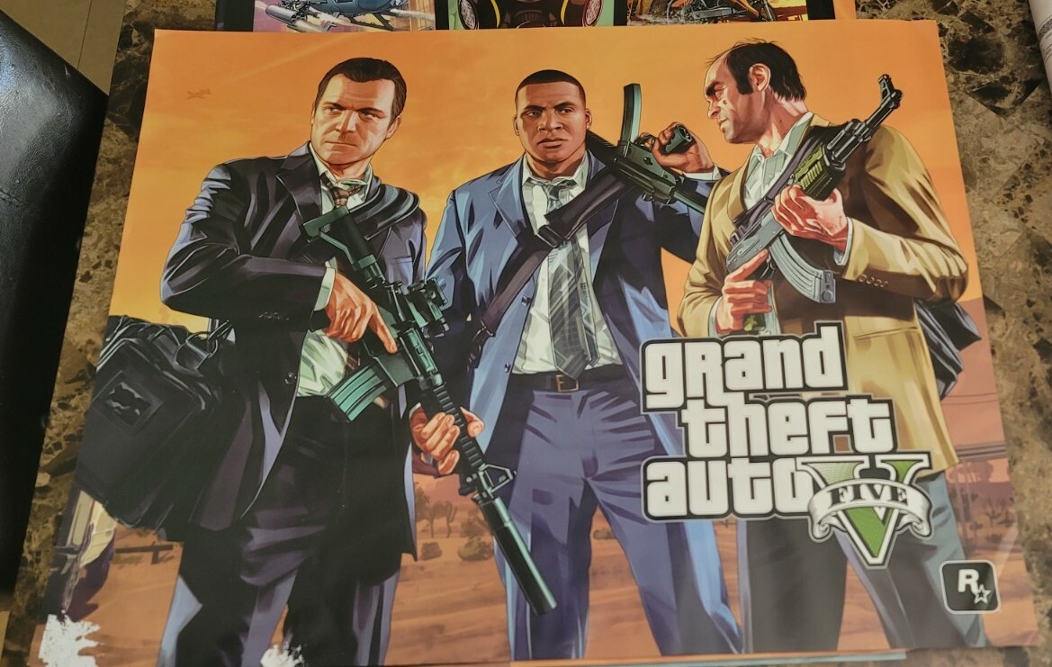 Grand Theft Auto V 2 Sided 22×28 GameStop Launch Poster