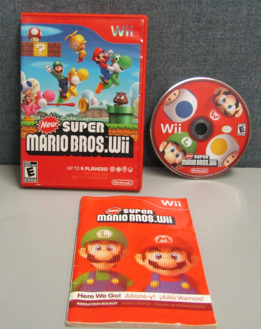 New Super Mario Bros. Wii (Nintendo Wii, 2009) with Manual – Tested Working
