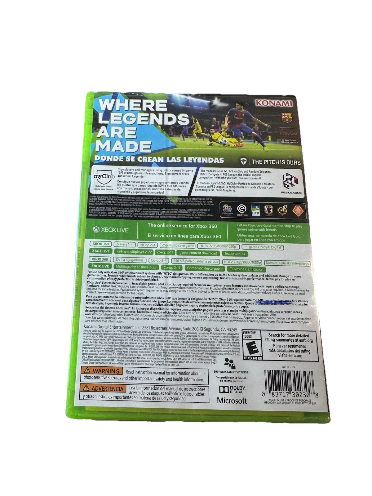 Pro Evolution Soccer 2018 Xbox 360 (Brand New Factory Sealed US Version) Xbox 36