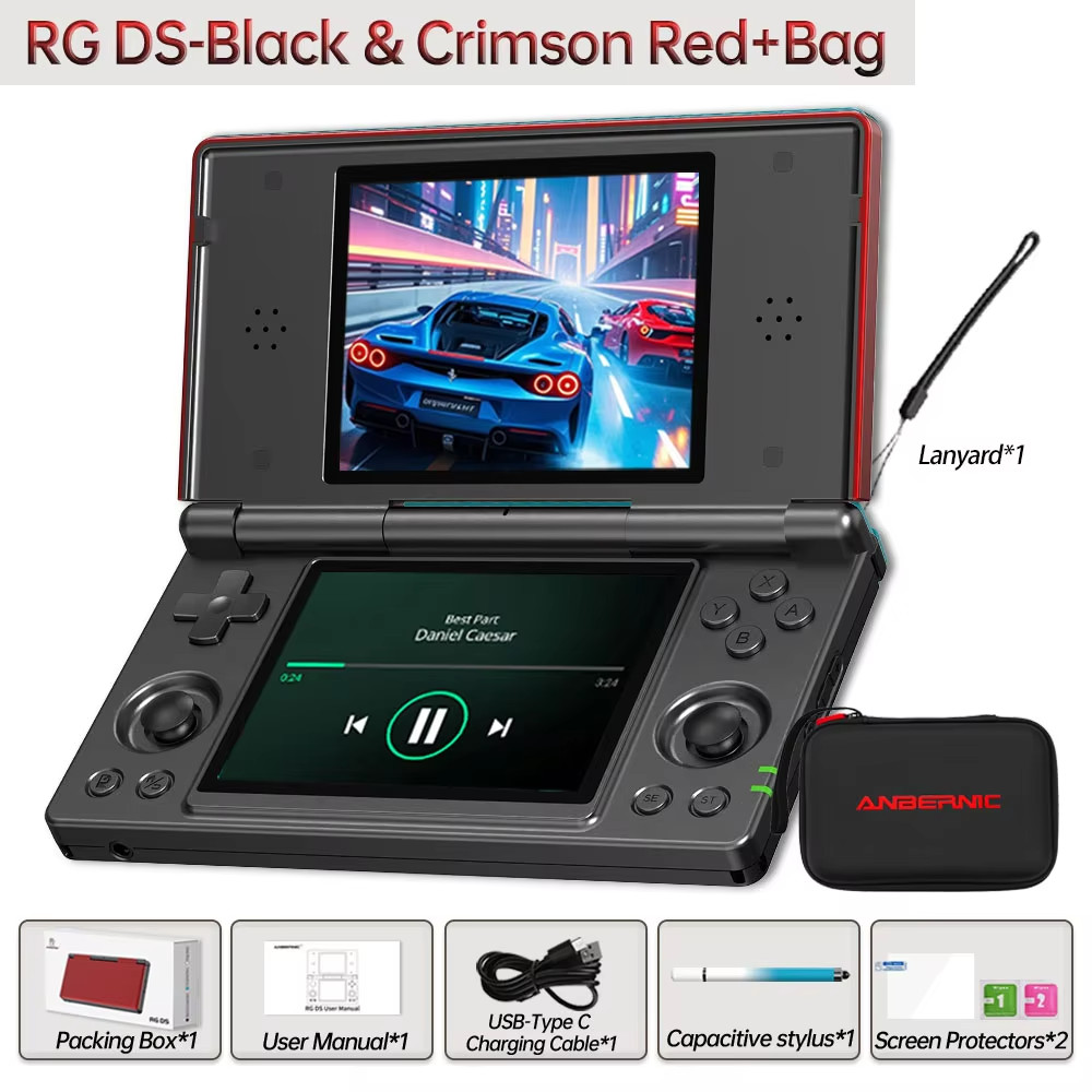 ANBERNIC RG DS Handheld Game Console 4″ IPS Multi-touch Dual-screen (Flip)