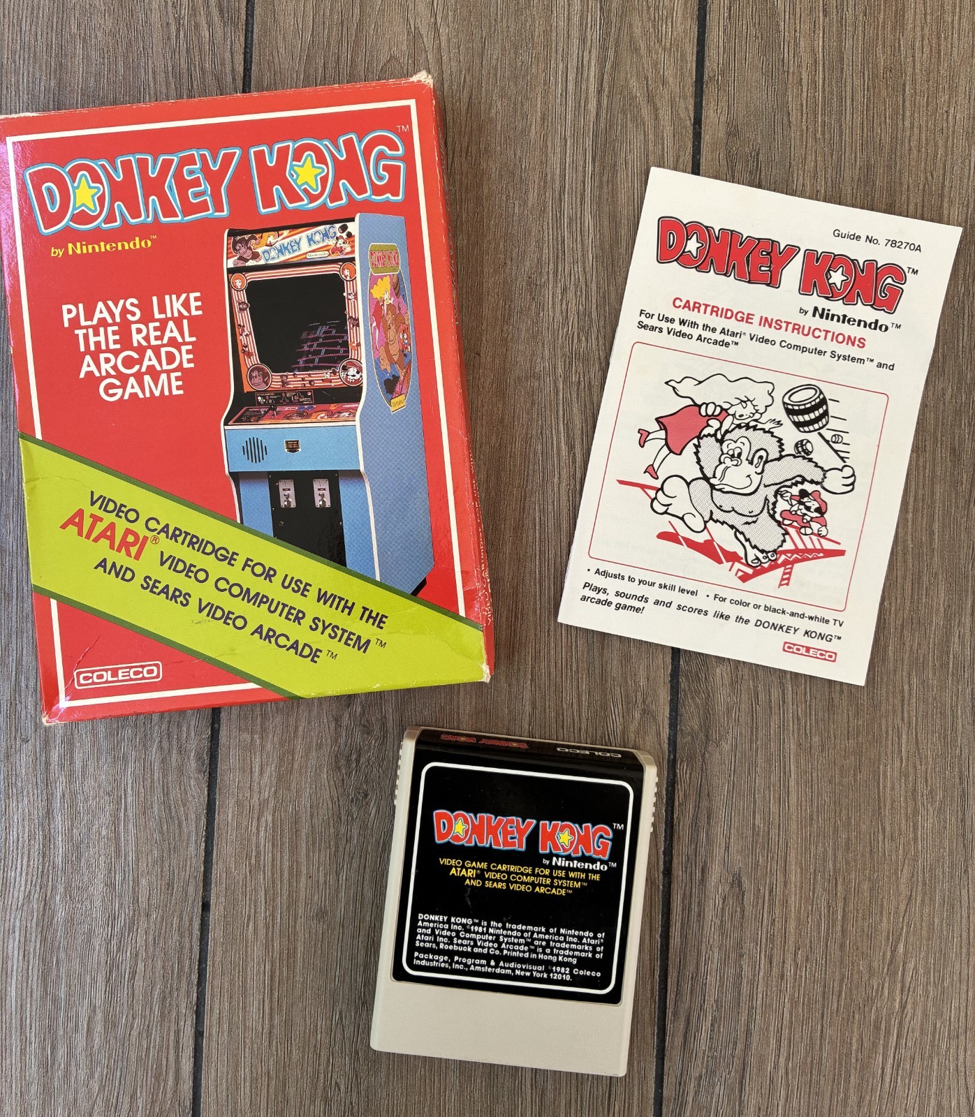 DONKEY KONG Nintendo Atari 2600 Game Cartridge With Box & Manual TESTED 1982