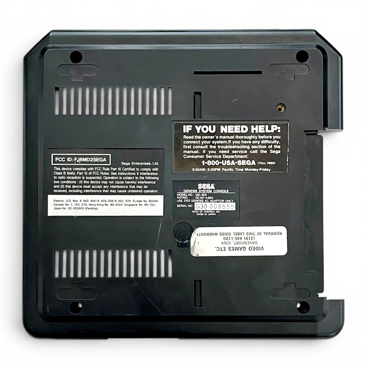 OEM Bottom Case Housing Shell Original SEGA Genesis Model 2 MK-1631 Console Part