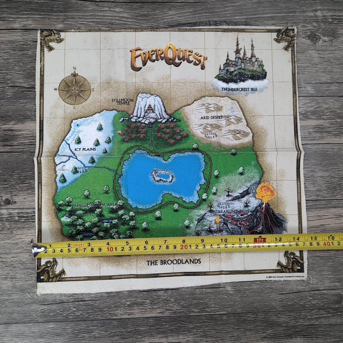 VTG EverQuest: Dragons of Norrath Collector’s Canvas Cloth Map 14″ Rare!
