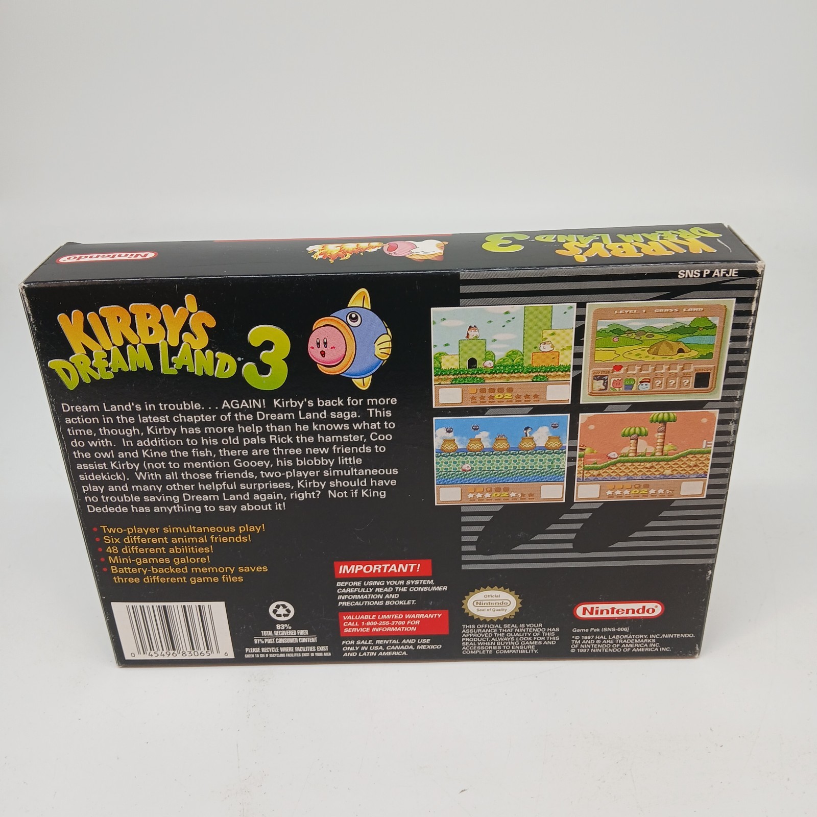 Kirby’s Dream Land 3 Complete In Box Very Good Condition Super Nintendo 1997 CIB