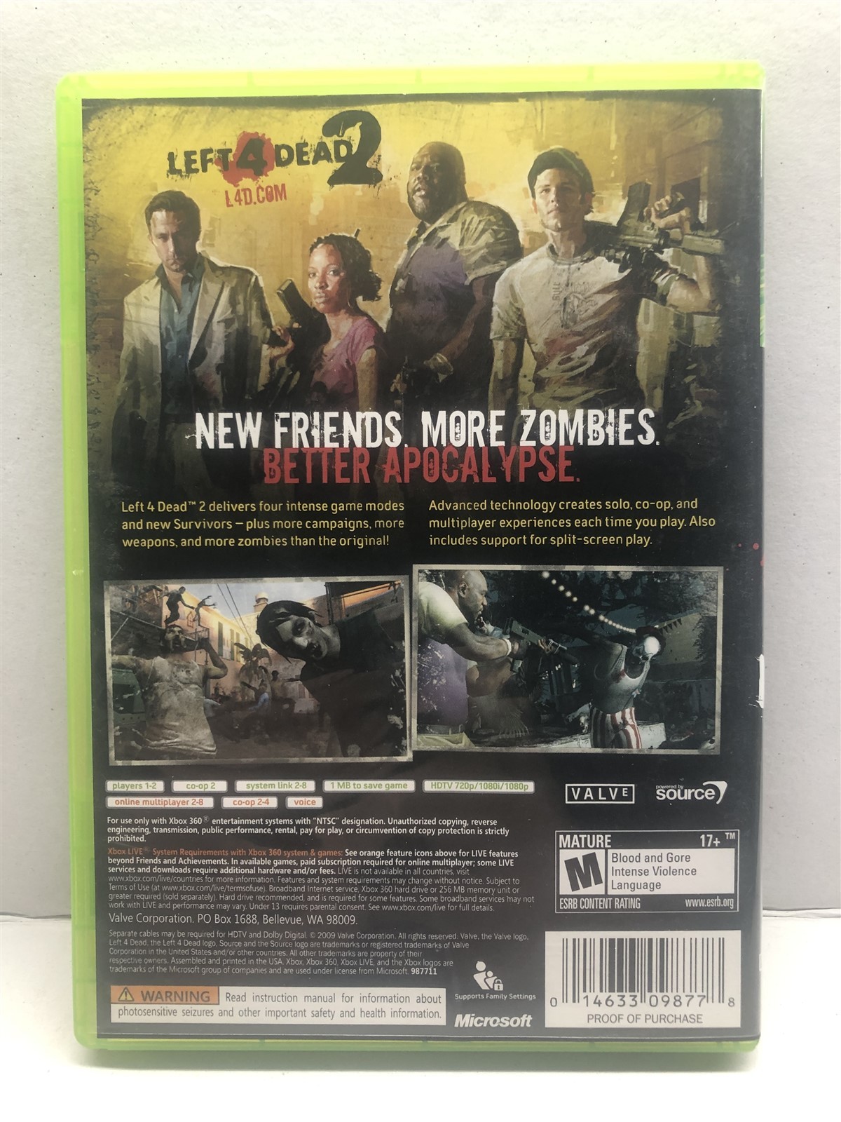 Left 4 Dead 2 (Xbox 360) Zombies – Complete Tested Working – Free Ship