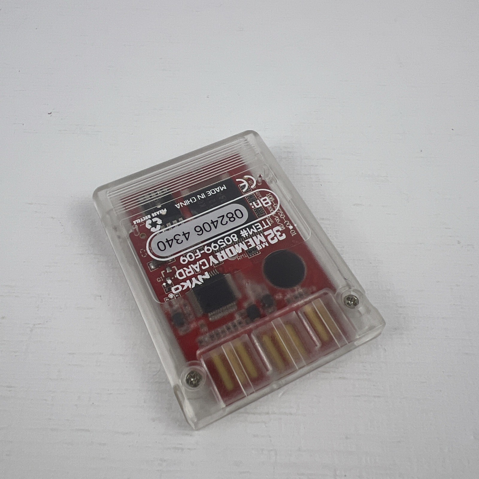 Nyko 32MB Memory Card for Sony Playstation 2, Clear/ Red PS2 Item# 80599-F09