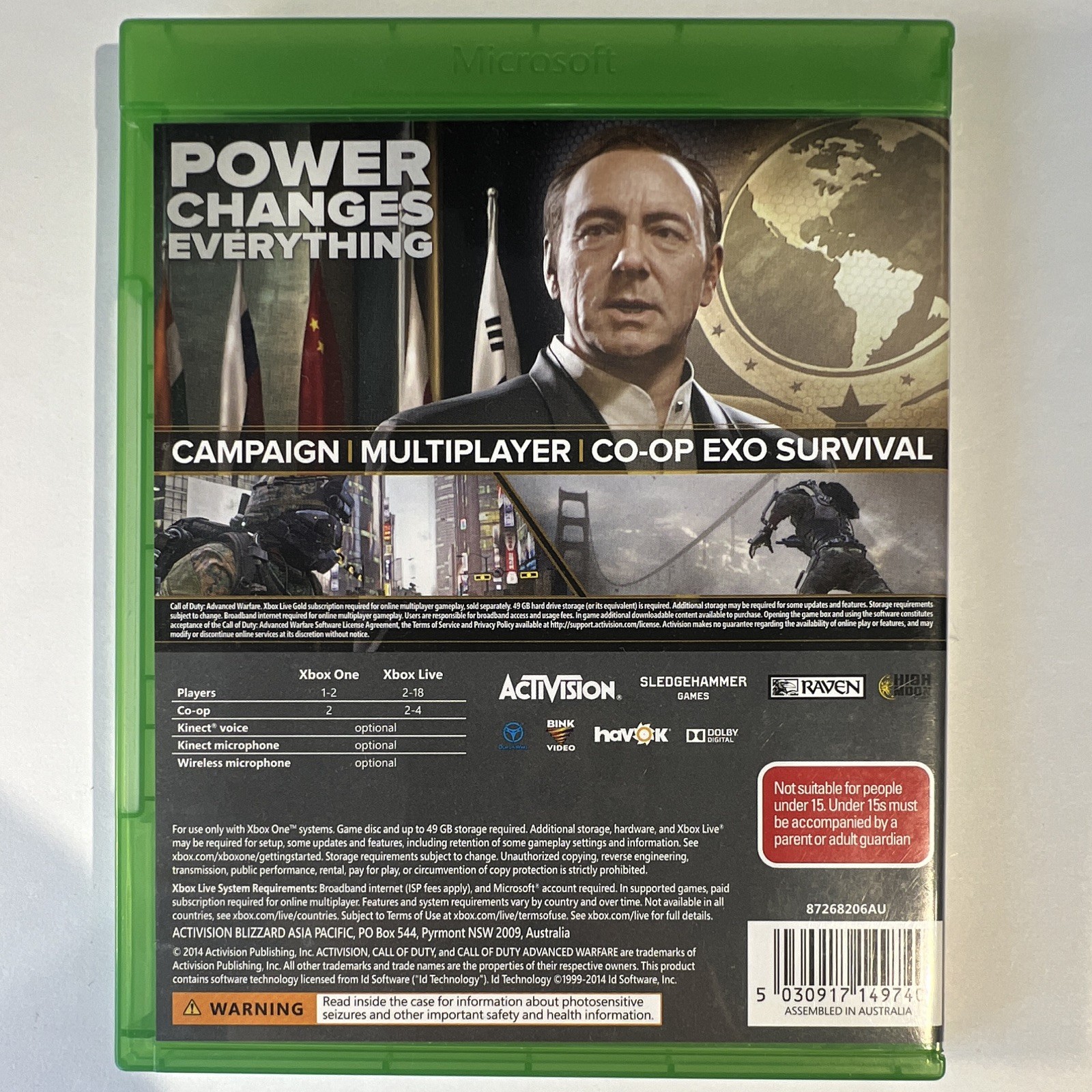 Activision Call of Duty: Advanced Warfare Xbox One PAL MA 15+ 2014 Co-op