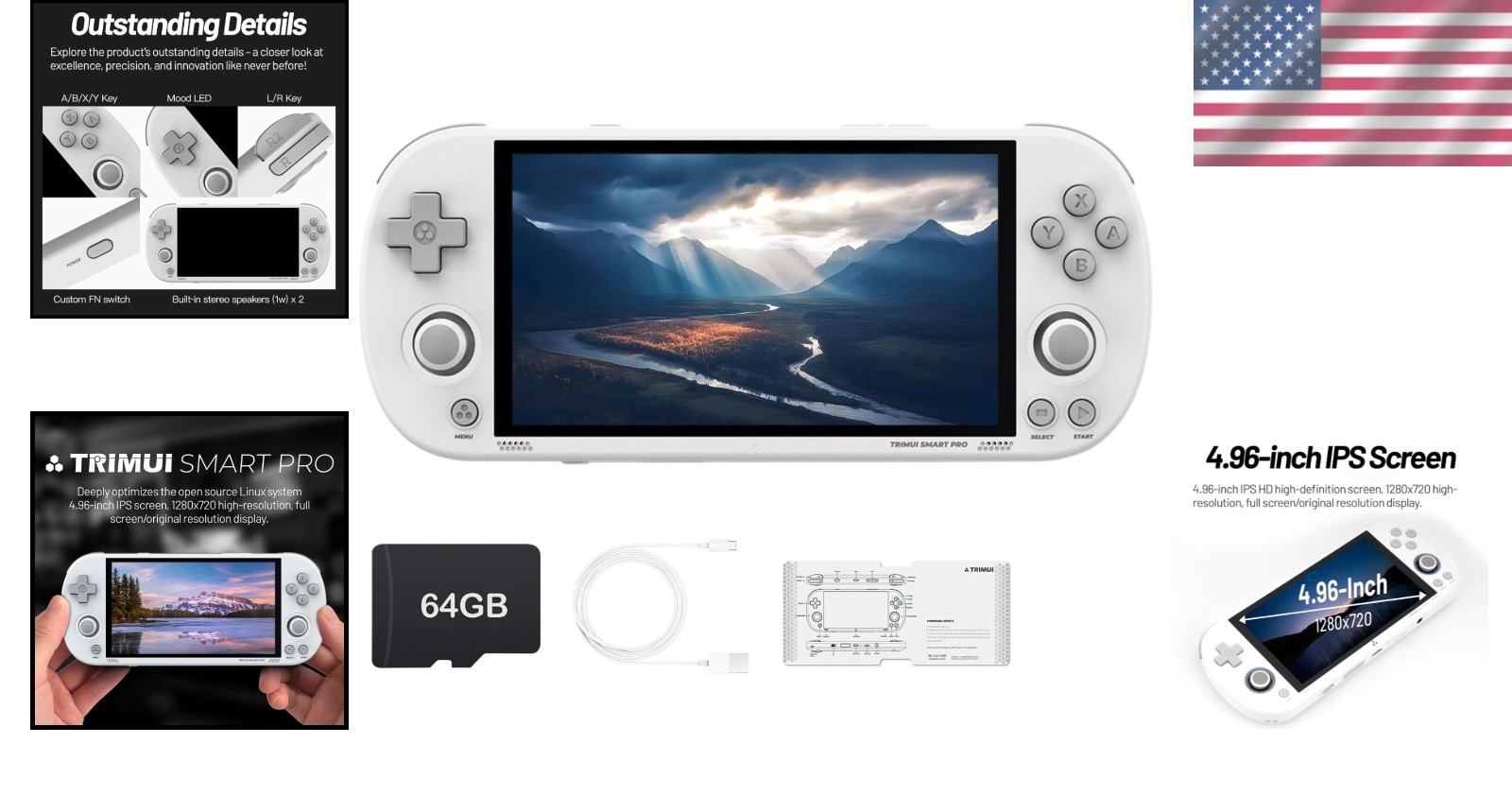 Retro Gaming Delight: Trimui Smart Pro Console – 4.96-Inch LCD, 5000mAh Battery
