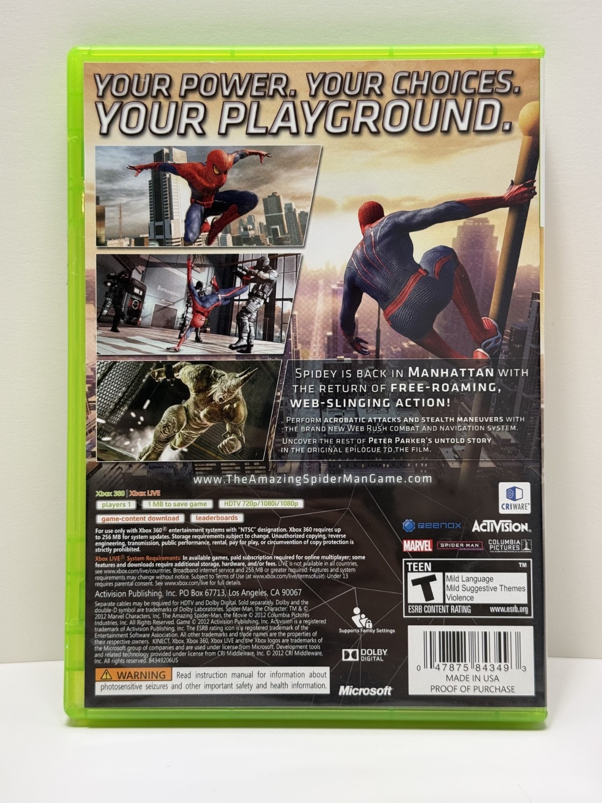 The Amazing Spider-Man (Microsoft Xbox 360, 2012) COMPLETE IN BOX