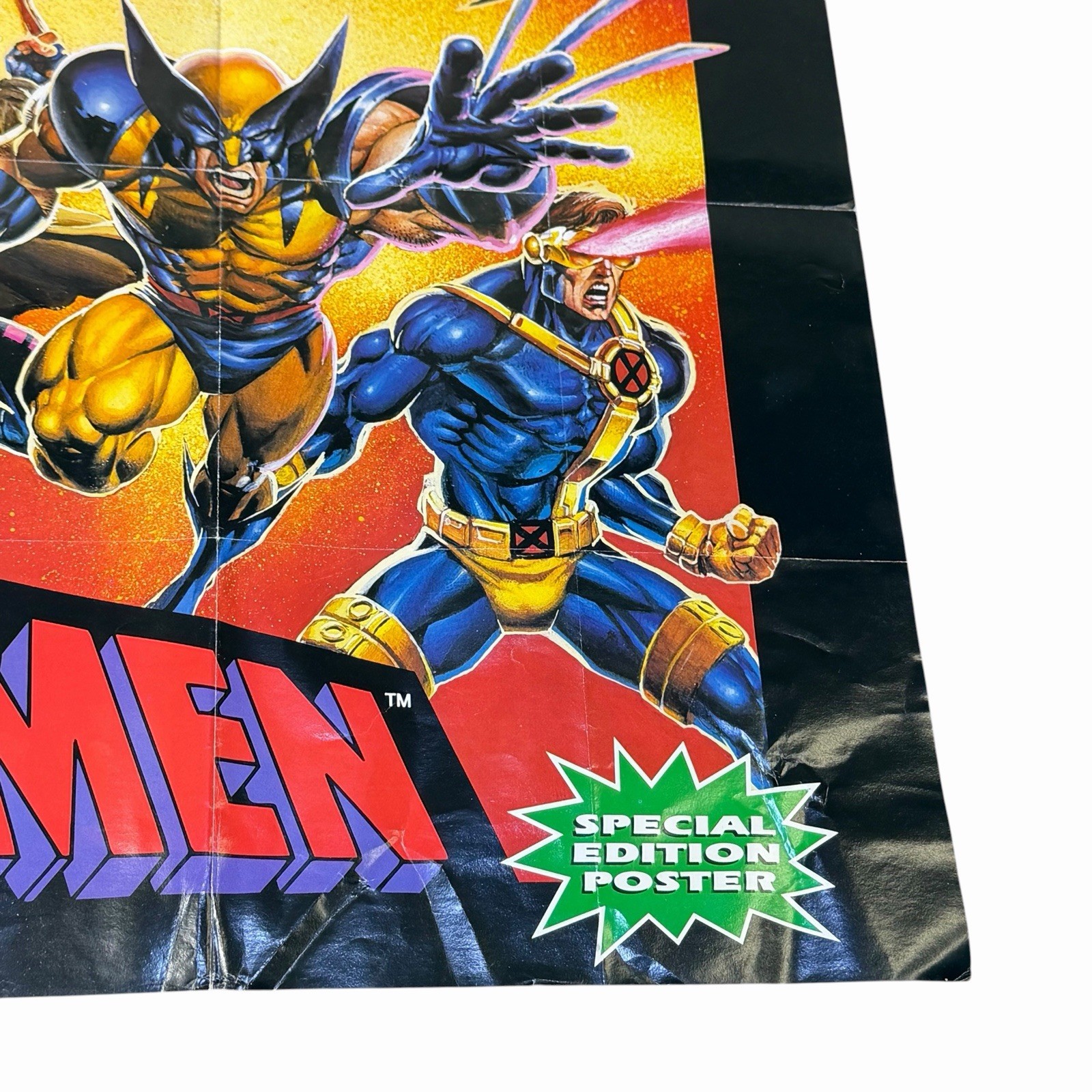 Vintage 90’s Marvel X-Men Sega Genesis 1993 Rare 17”x21” Folded Promo POSTER
