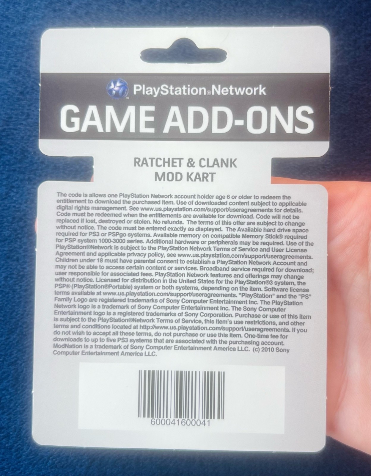 Mod Nation Racers Ratchet & Clank PSP DISPLAY ONLY Playstation Network Card