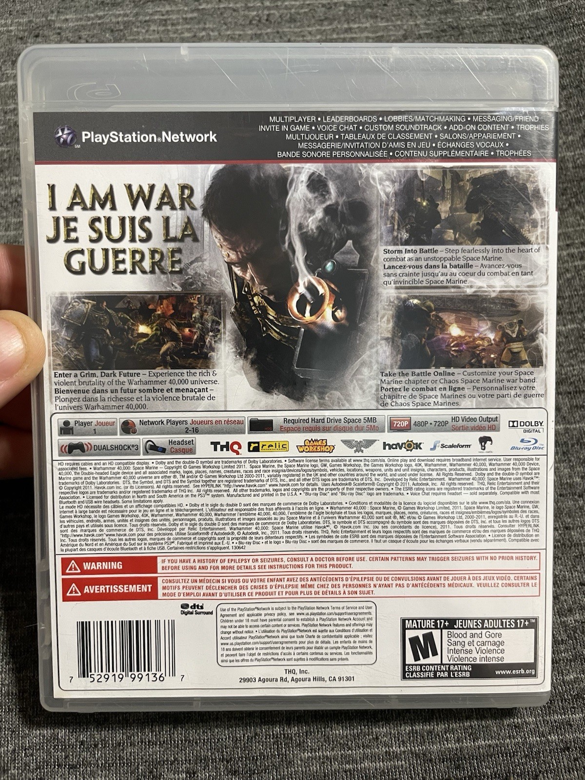 Warhammer 40,000: Space Marine (PlayStation 3 PS3, 2011) Complete CIB – TESTED
