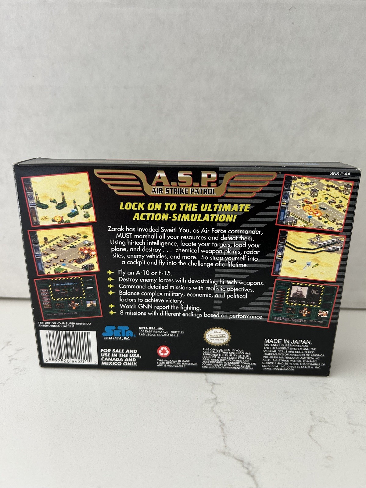 A.S.P. Air Strike Patrol (SNES) Super Nintendo CIB Complete Tested SETA