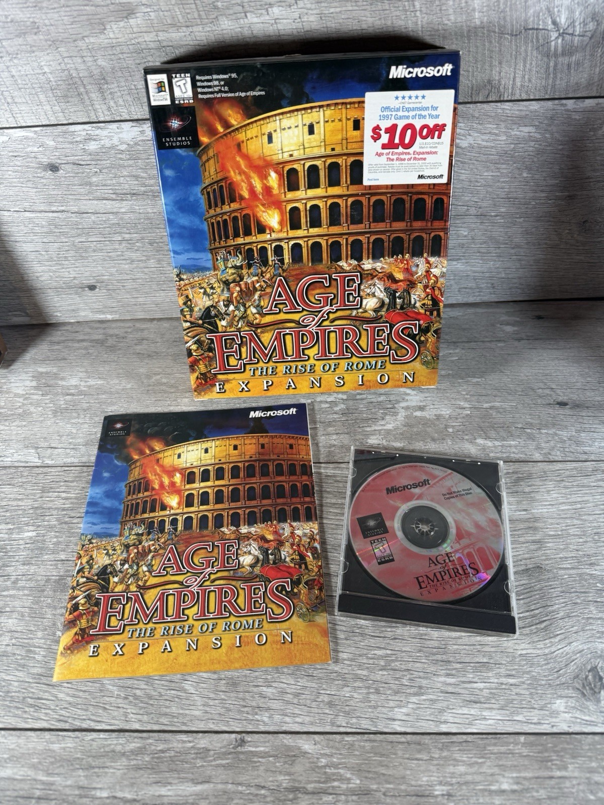 Age Of Empires BIG BOX & Rise Of Rome Expansion Pack Microsoft PC Windows 95