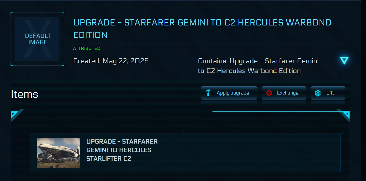 Star Citizen – Upgrade- Starfarer Gemini to C2 Hercules Warbond Edition-10y ins.