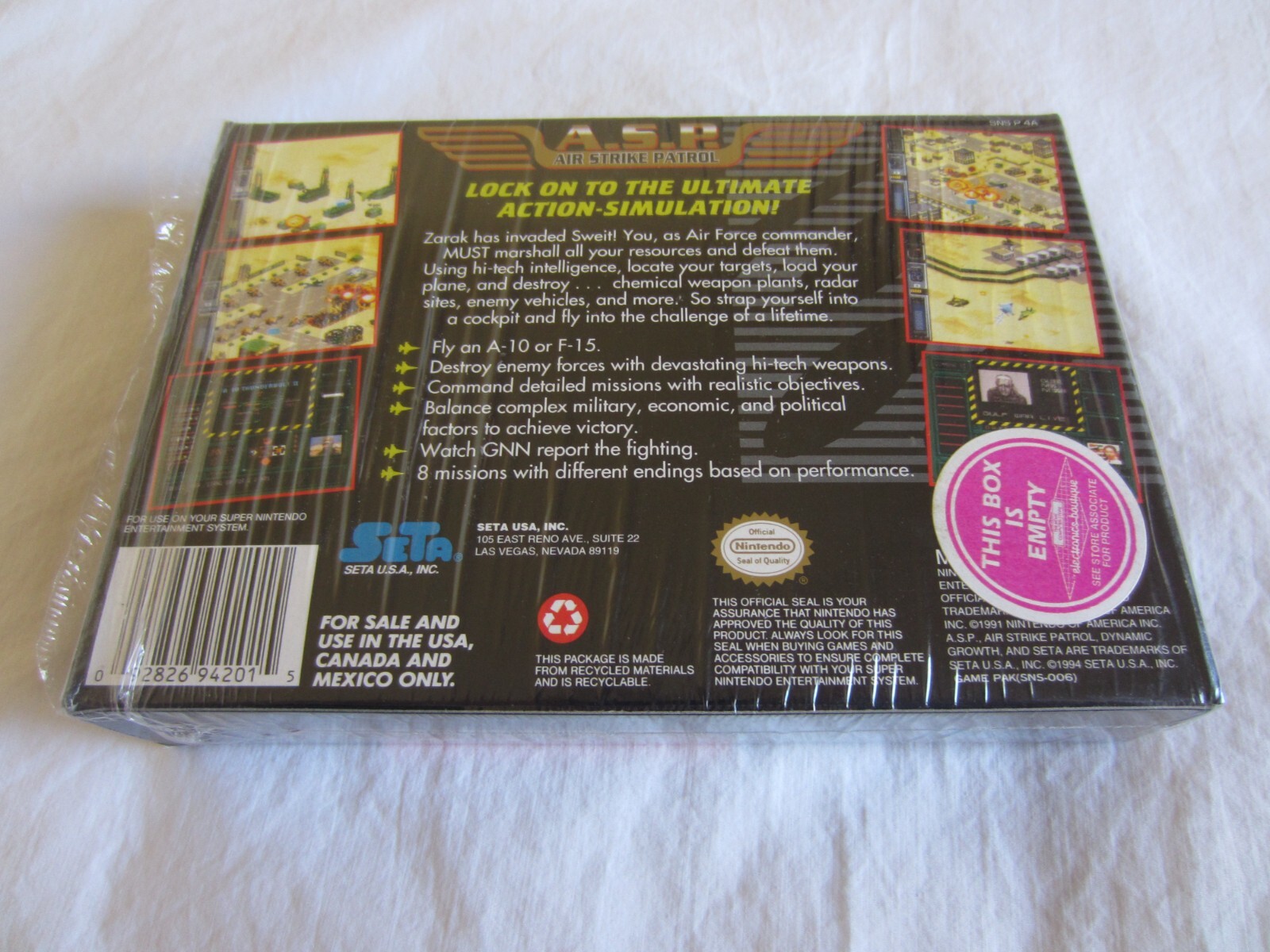A.S.P. Air Strike Patrol (SNES) Super Nintendo CIB Complete + Poster 1995 SETA