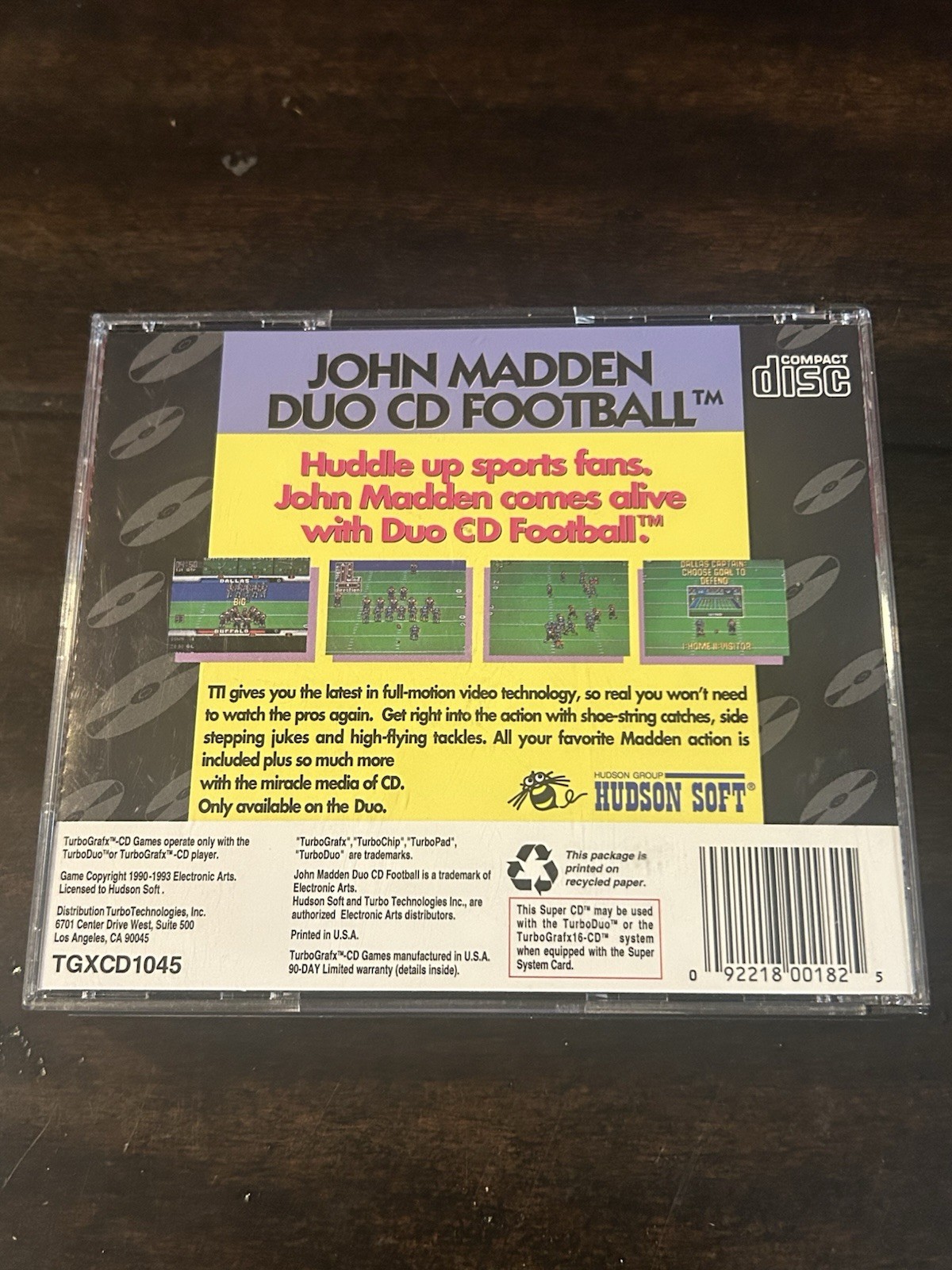 John Madden Duo CD Football TurboGrafx 16 CD Duo W/ Case Tested & Working