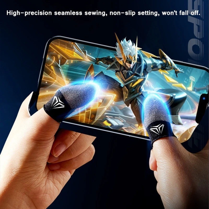 2PCS Gaming Finger Sleeves Sweatproof Anti Slip Touch Screen Gloves Set
