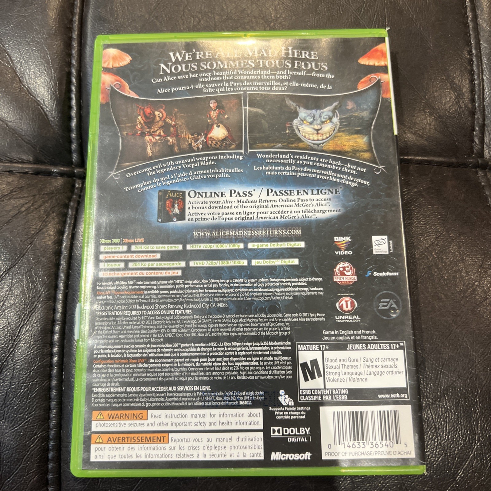 Alice: Madness Returns (Microsoft Xbox 360, 2011)