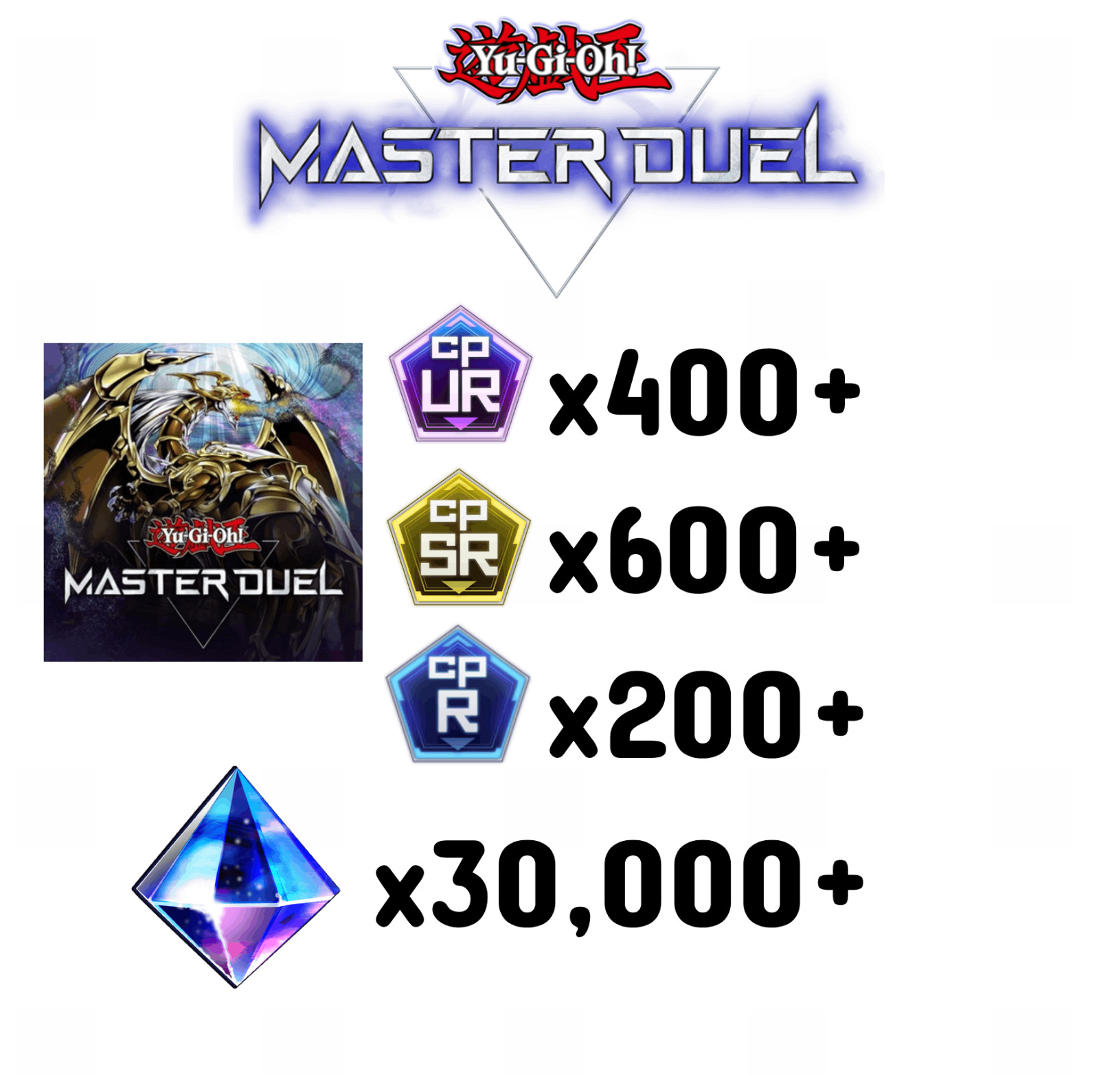 Yu-Gi-Oh Master Duel Ac/c – 30k+ Gems – 400 UR – 600 SR [ Global ] Yugioh