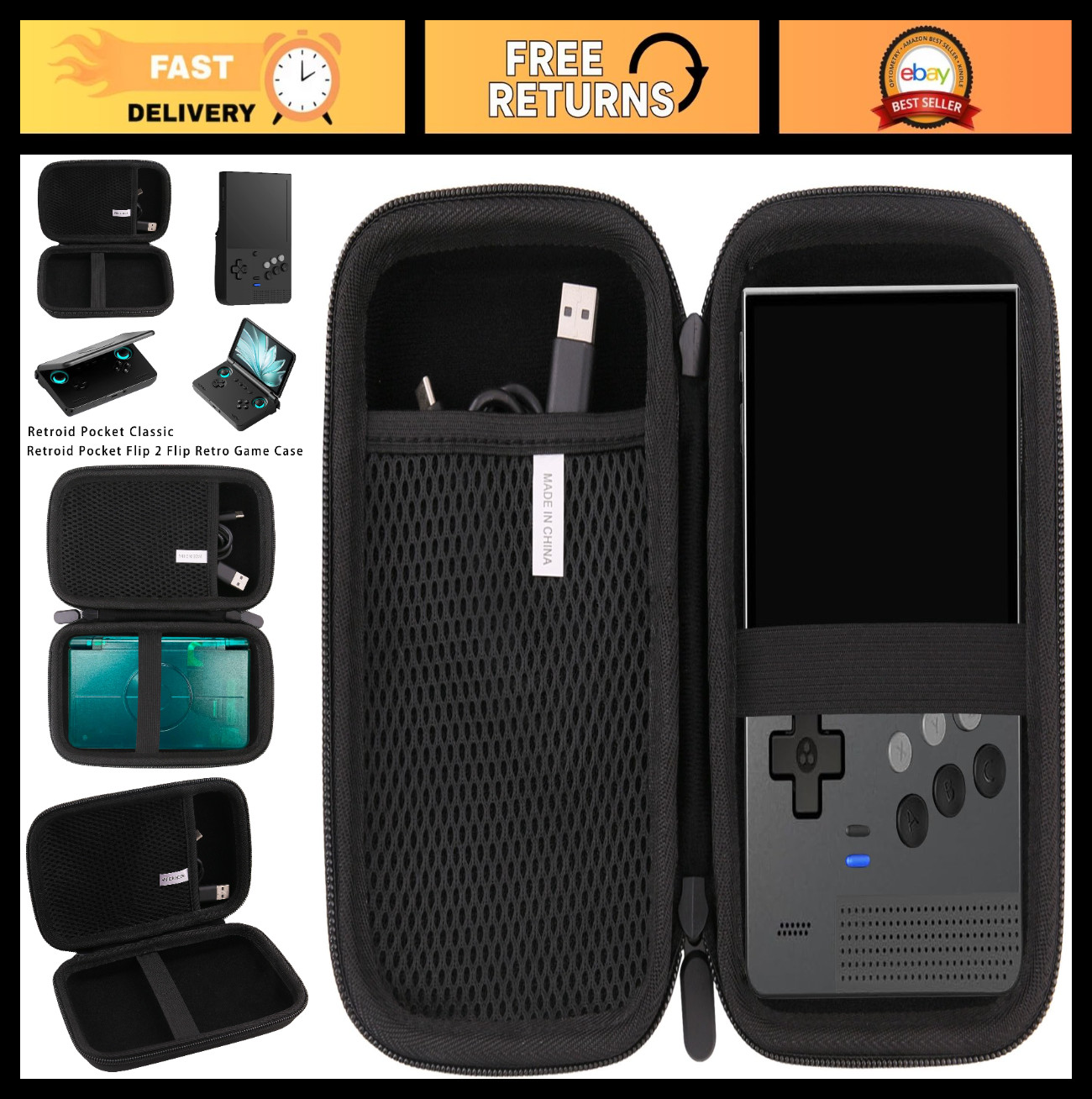 Hard Carrying Case for Retroid Pocket Classic & Flip 2 – Retro Game Console Cove