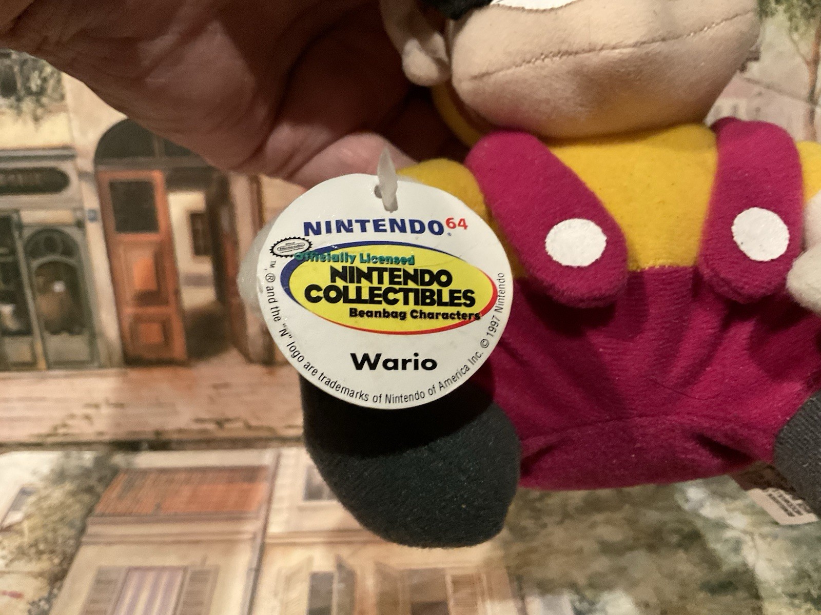 VINTAGE 1997 BD&A NINTENDO MARIO 64 “WARIO “ BEANIE PLUSH DOLL W/HANG TAG(READ)
