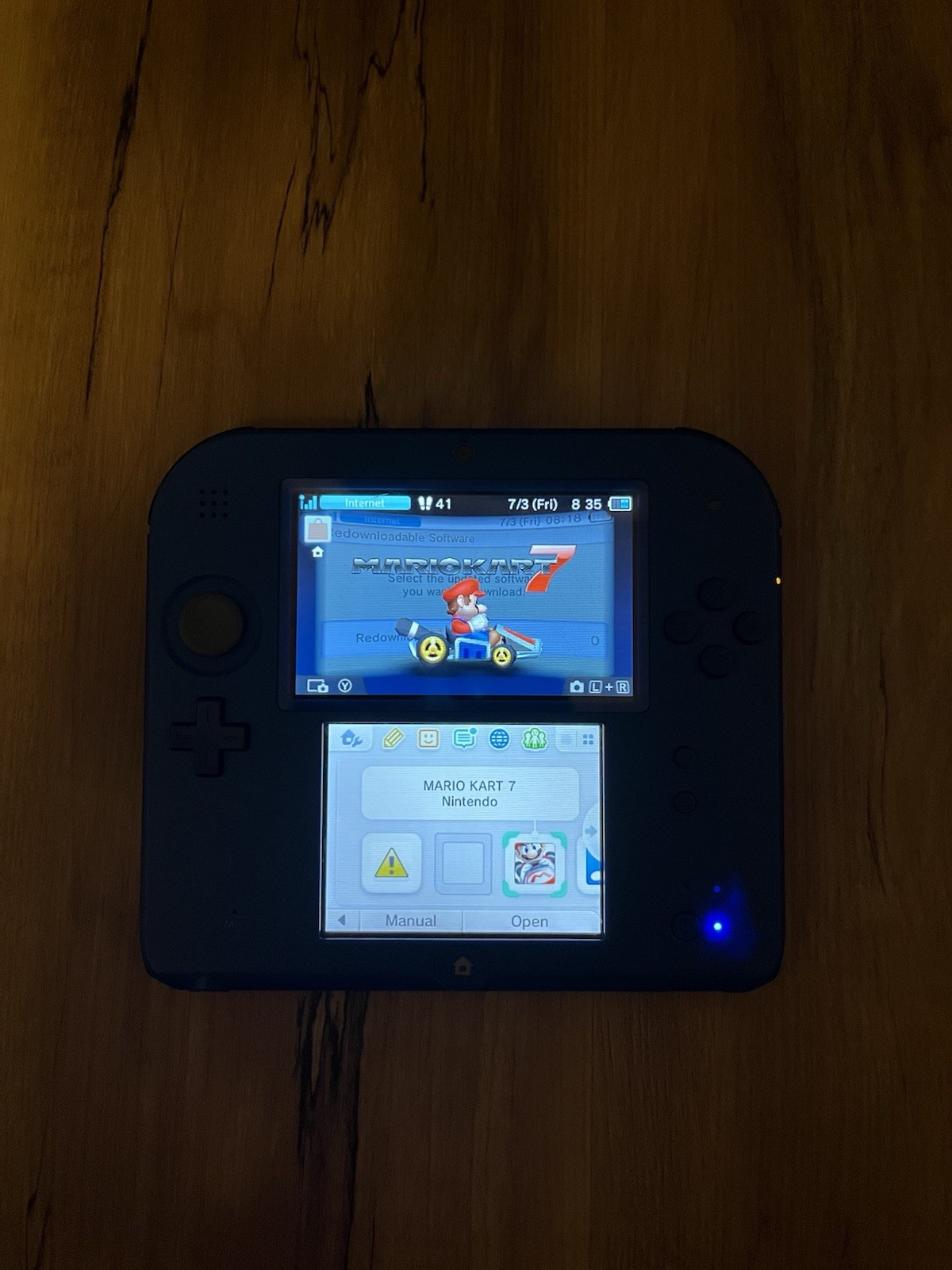 Nintendo 2DS Blue Mario Kart 7 Edition Tested Working