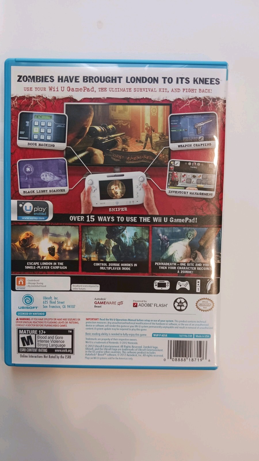 ZombiU (Nintendo Wii U, 2012) Zombi U Complete With Manual Mint Disc