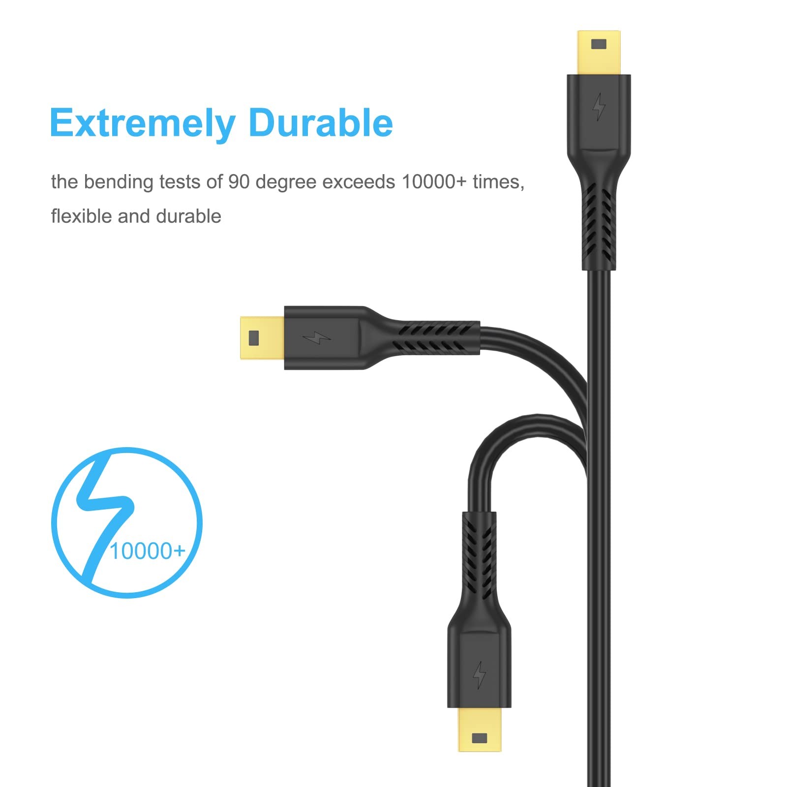 3ft Mini USB Cable, Standard 2.0 to B Male Charger 3 Feet, Black