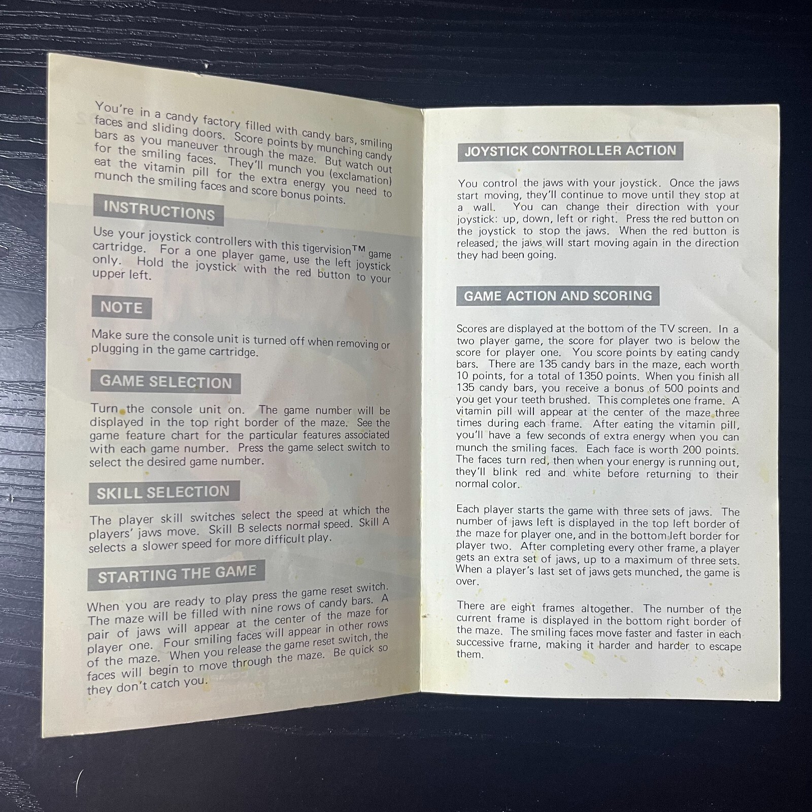 Jawbreaker – (Atari 2600, 1982) Instruction Booklet Manual